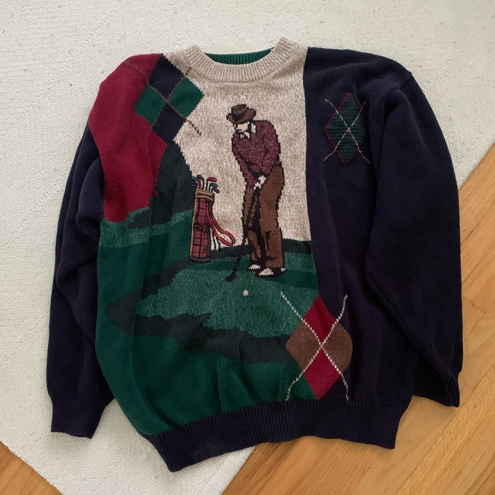 Vintage Golf Crewneck Textured Sweater
